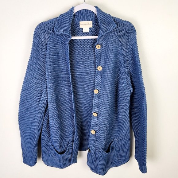 Monteraey Bay Light Blue Coastal Chunky Knit Beachy Cotton Sweater Size Medium - Picture 1 of 11